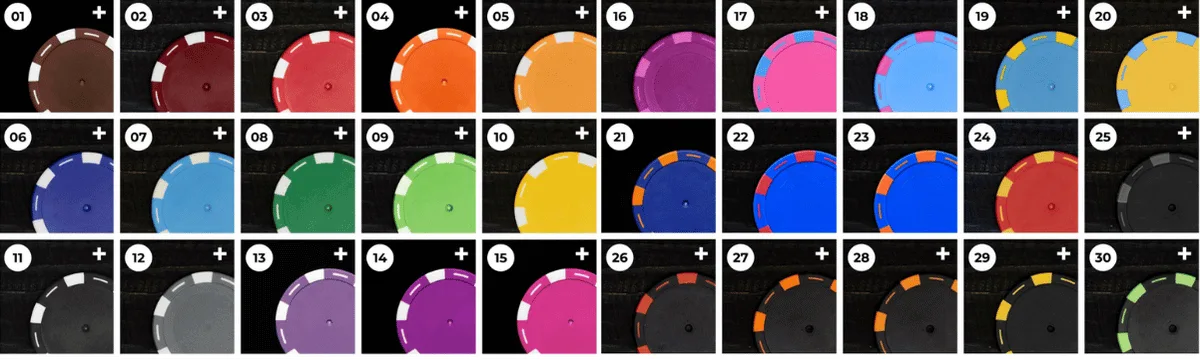 80+ расцветок основы покерных фишек